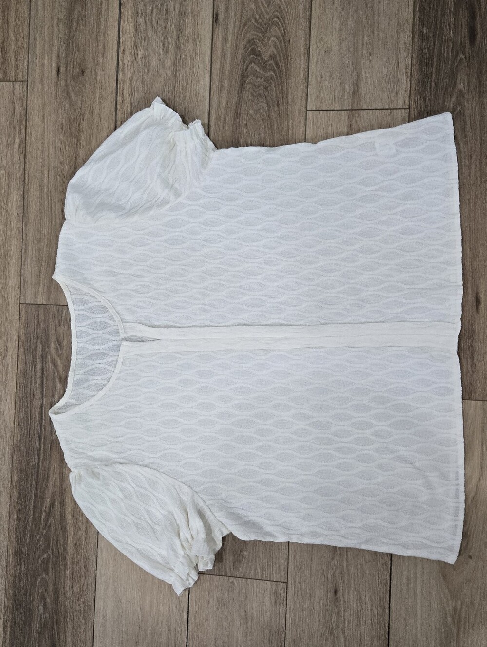 Womens Plus Size 5x Classic Sheer Cream Puff-Sleeve Dressy V Neck Top